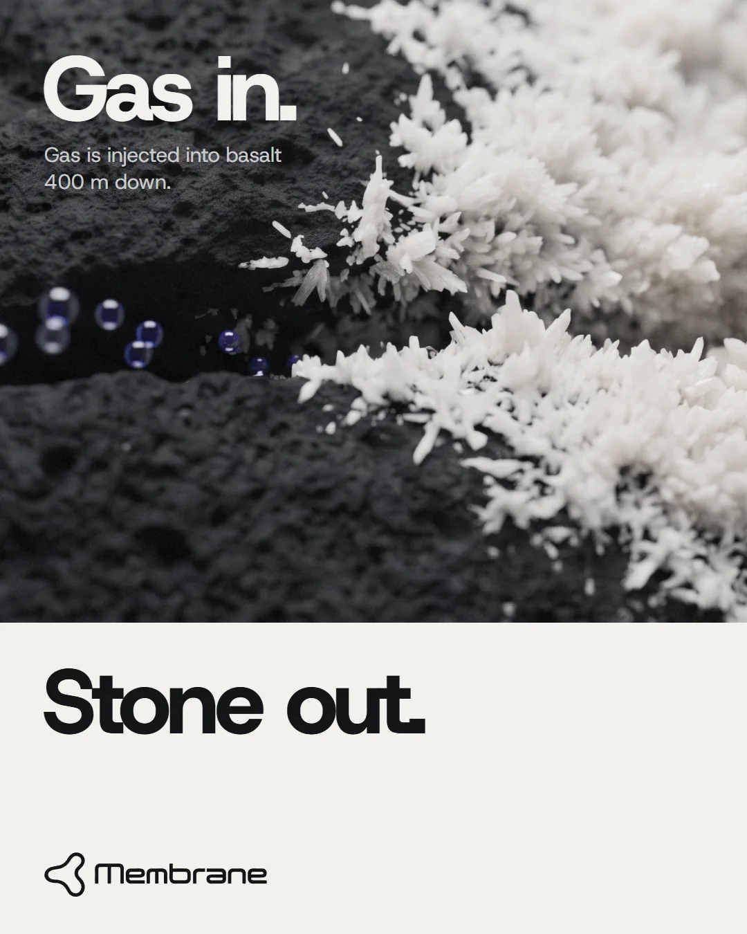 Poster: gas in, stone out