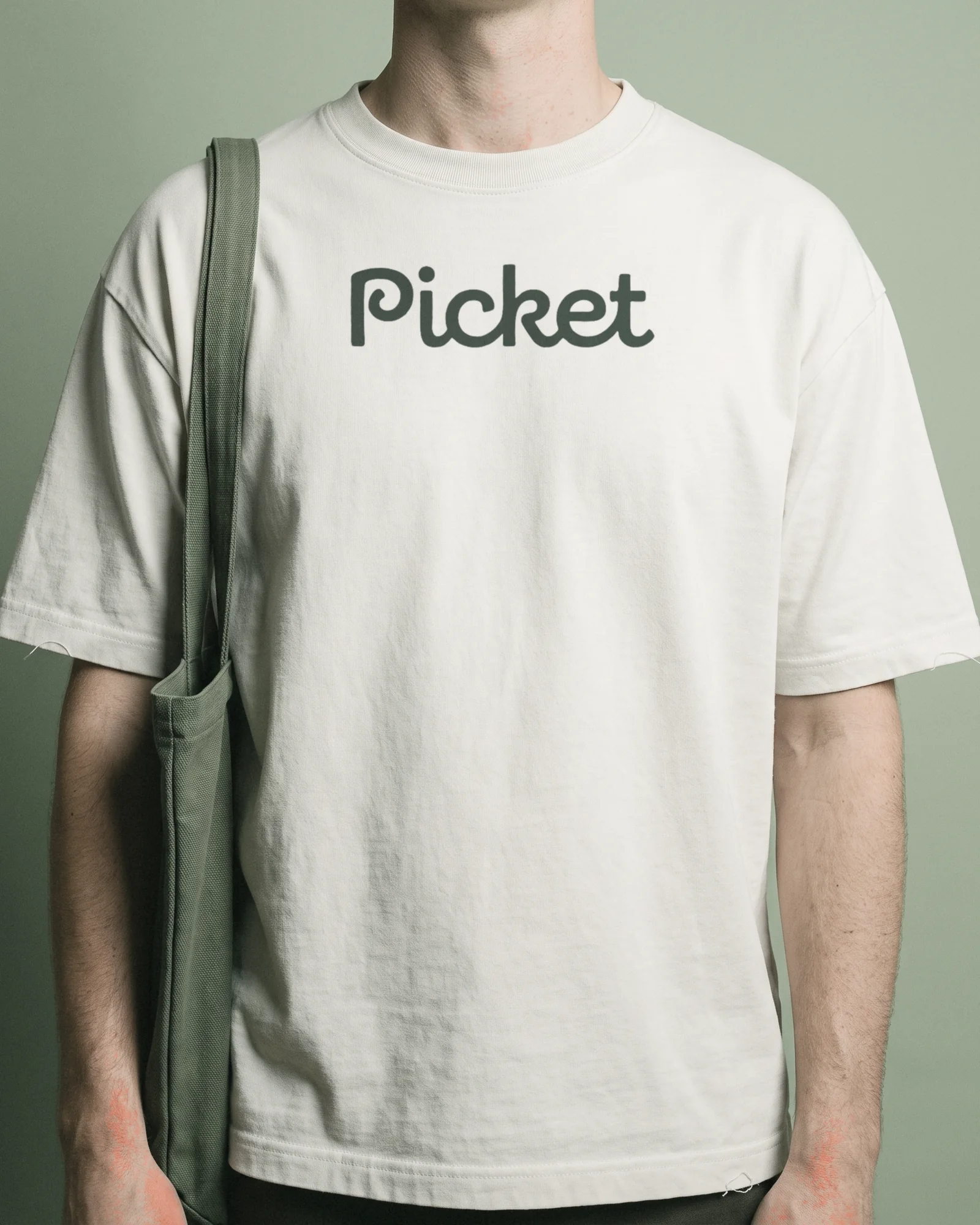 The Picket wordmark printed on a putty tee