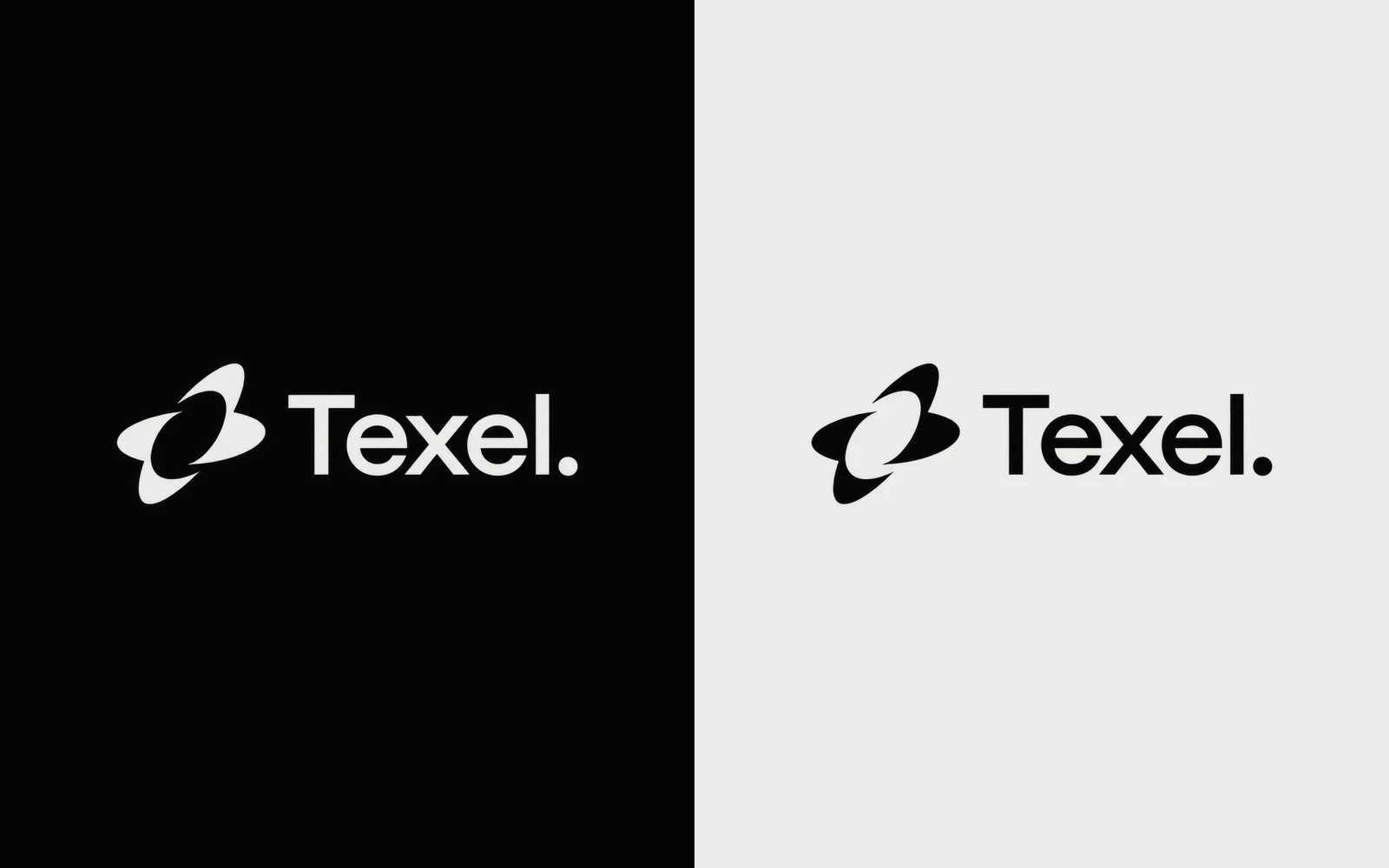 The Texel lockup in bone on black and in black on bone